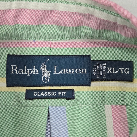 Ralph Lauren Men XL Coastal Prep Pastel Striped Button Down Shirt Classic Fit - Picture 6 of 8